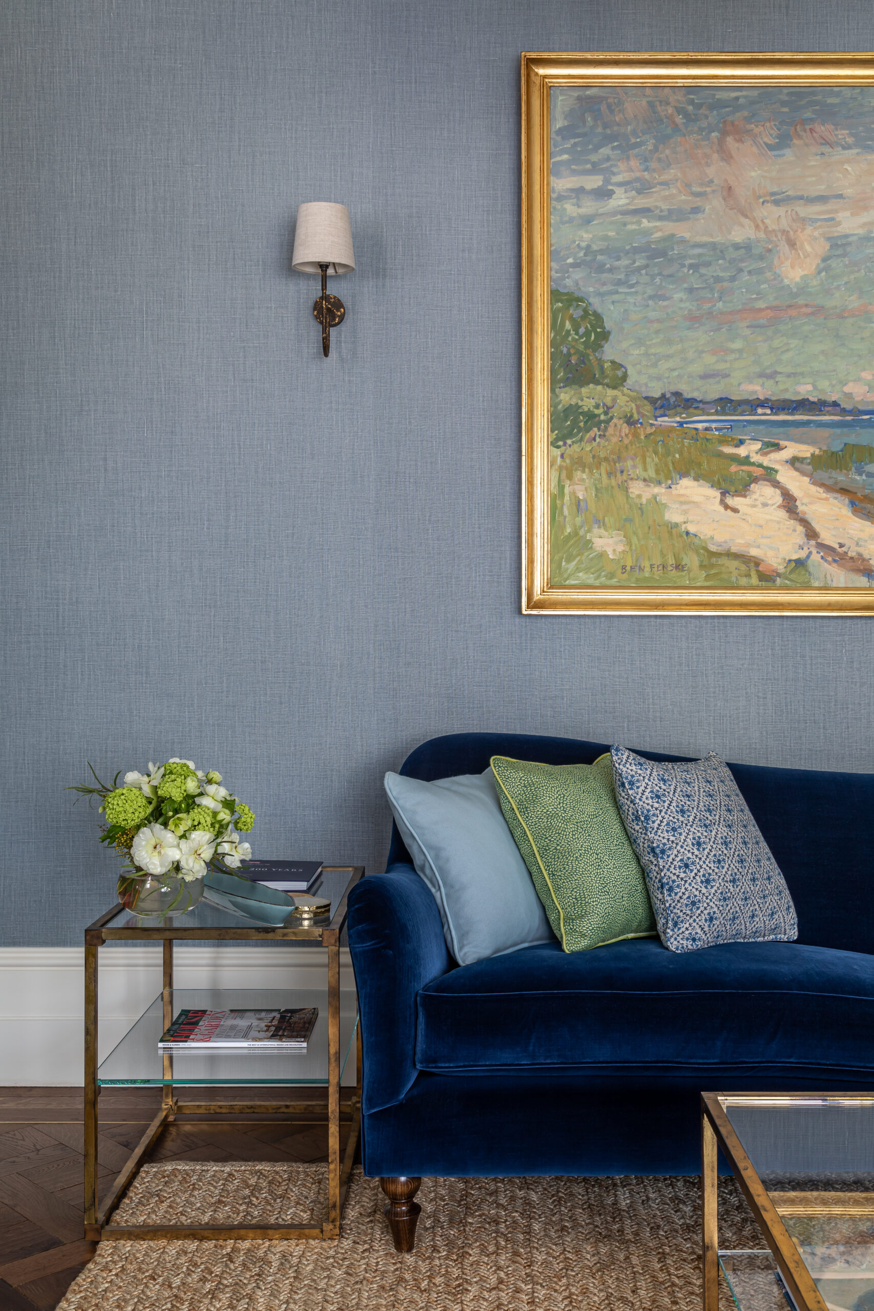 Detail of sitting room in Chelsea character renovation